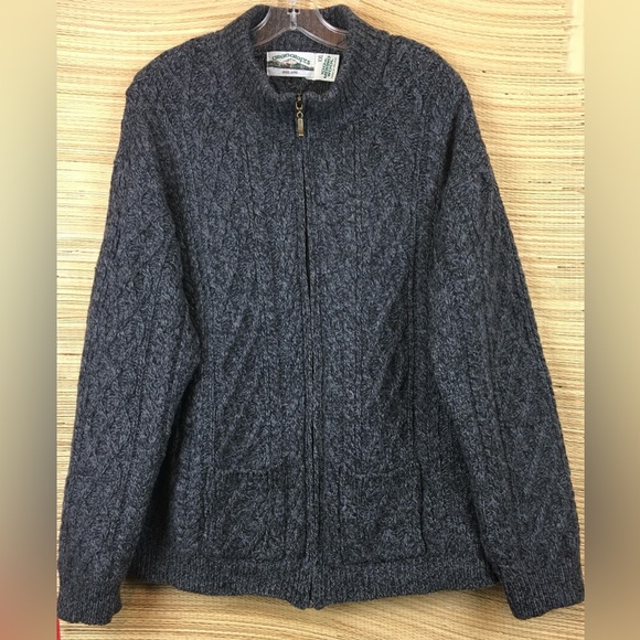 Aran Crafts Ireland Mens Zip Cardigan 100% Merino Wool In Charcoal Marl Size XXL - Picture 5 of 12